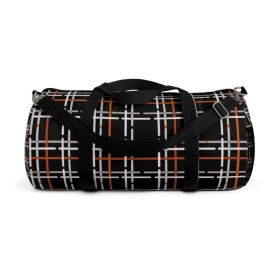 Duffel Bags, Black And Orange Tartan Style Bag (size: large)