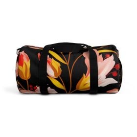 Duffel Bag, Pink Gold Floral Pattern (size: small)