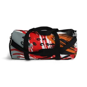 Duffel Bags, Black Red And Gray Abstract Style Bag (size: small)