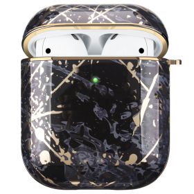 Compatible with Apple, Electroplating Gold Hard Shell White Marble Earphone Cover Is Suitable (Option: 1style-AIRPODS1 generation2 generati)