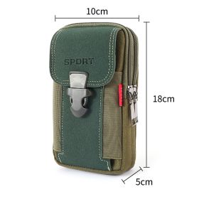 Men's 6.5 Inch Multifunctional Vertical Canvas Mobile Phone Waist Bag (Option: Vertical green)