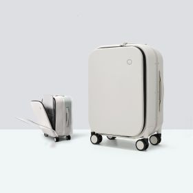 Front Opening Boarding 20 Suitcase Aluminum Frame (Option: Smoky white-22inch)