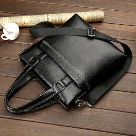 Leather Computer Leisure Bag With One Shoulder (Option: Vertical black single bag)