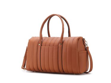 MKF Collection Luana Quilted Vegan Leather Women's Duffle Bag by Mia k (Color: Brown, Material: Vegan Leather)