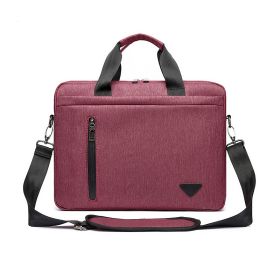 Large Capacity Waterproof Shoulder Crossbody Computer Bag (Option: Purplish Red Small-15 Inch)