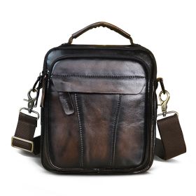 Crazy Horse Leather Retro Men's 8-inch One-shoulder Diagonal Bag (Option: Dark Coffee Two color)