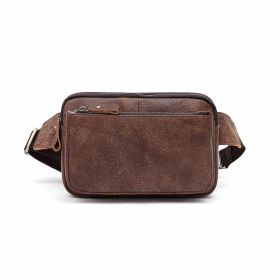 Men Waist Bag Pack Casual Functional Money Phone Belt Bag Male Unisex Sling Bag For Belt Leather Hip Bag Chest Phone Purse (Color: Coffee)