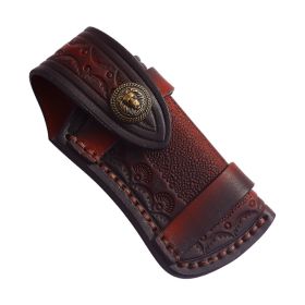 Planted Carved Leather Top Layer Leather Folding Knife Cover (Option: Lion-Top layer leather)