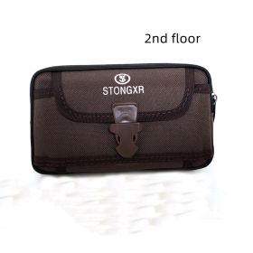 Oxford Cloth Waterproof Snap Phone Bag (Option: Coffee-2rd floor horizontal)