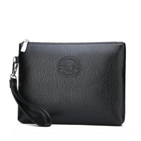 Casual Men's Clutch Bag Pu Soft Leather Men's (Option: Black bark)