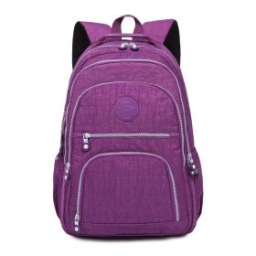 Tegaote Middle School Backpack Nylon Waterproof Large Capacity Simple And Lightweight Computer Bag (Option: Purple-T1368)